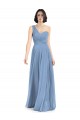Bleu poussiéreux Trapèze Mousseline Longue Robes demoiselle d'honneur à Bas Prix