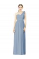 Bleu poussiéreux Trapèze Mousseline Longue Robes demoiselle d'honneur à Bas Prix
