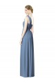 Bleu poussiéreux Trapèze Mousseline Longue Robes demoiselle d'honneur à Bas Prix