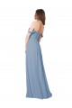 Bleu poussiéreux Trapèze Mousseline Longue Robes demoiselle d'honneur à Bas Prix