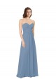 Bleu poussiéreux Trapèze Mousseline Longue Robes demoiselle d'honneur à Bas Prix