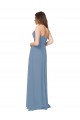 Bleu poussiéreux Trapèze Mousseline Longue Robes demoiselle d'honneur à Bas Prix