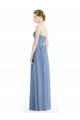 Bleu poussiéreux Trapèze Sans bretelle Mousseline Longue Robes demoiselle d'honneur à Bas Prix