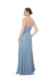 Bleu poussiéreux Trapèze Sans bretelle Mousseline Longue Robes demoiselle d'honneur à Bas Prix