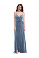 Bleu poussiéreux Trapèze Velours Stretch Longue Robes demoiselle d'honneur / Robes de bal à Bas Prix