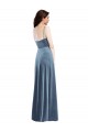Bleu poussiéreux Trapèze Velours Stretch Longue Robes demoiselle d'honneur / Robes de bal à Bas Prix