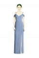 Bleu poussiéreux Trapèze Épaule Dénudée Mousseline Longue Formelles Robes demoiselle d'honneur / Robes de soirée à Bas Prix
