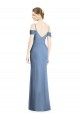 Bleu poussiéreux Trapèze Épaule Dénudée Mousseline Longue Formelles Robes demoiselle d'honneur / Robes de soirée à Bas Prix