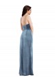 Bleu poussiéreux Trompette Bretelles spaghetti Velours Stretch Longue Formelles Robes demoiselle d'honneur / Robes de soirée / Robes de bal à Bas Prix