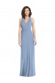 Bleu poussiéreux Trompette Licou Col V Mousseline Longue Formelles Robes demoiselle d'honneur / Robes de soirée à Bas Prix