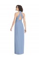 Bleu poussiéreux Trompette Licou Col V Mousseline Longue Formelles Robes demoiselle d'honneur / Robes de soirée à Bas Prix