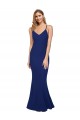 Bleu roi Fourreau Col V Crêpe Stretch Longue Formelles Robes demoiselle d'honneur / Robes de soirée / Robes de bal à Bas Prix