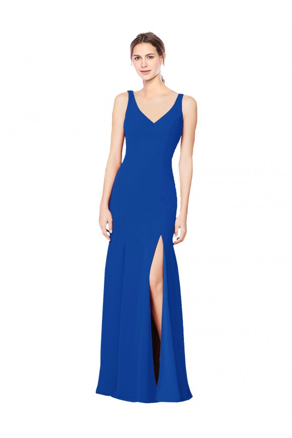 Bleu roi Fourreau Mousseline Longue Robes demoiselle d'honneur à Bas Prix