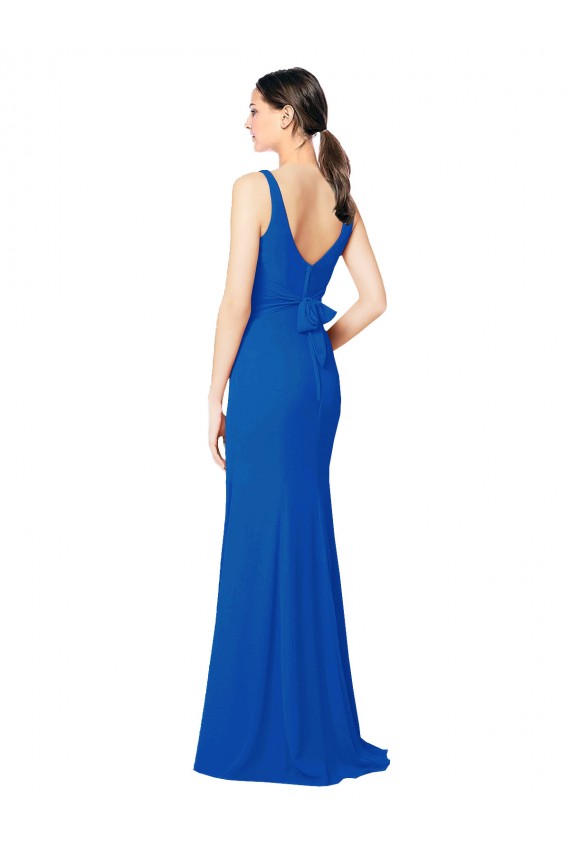 Bleu roi Fourreau Mousseline Longue Robes demoiselle d'honneur à Bas Prix