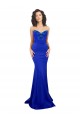 Bleu roi Sirène Col Haut Crêpe Stretch Longue Formelles Robes demoiselle d'honneur / Robes de soirée / Robes de bal à Bas Prix