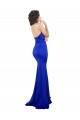Bleu roi Sirène Col Haut Crêpe Stretch Longue Formelles Robes demoiselle d'honneur / Robes de soirée / Robes de bal à Bas Prix