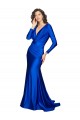 Bleu roi Sirène Col V Satiné Soyeux Longue Formelles Robes demoiselle d'honneur / Robes de soirée / Robes de bal à Bas Prix
