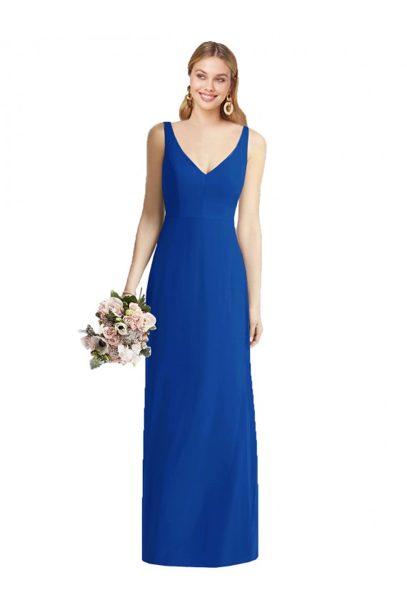 Bleu roi Sirène Sans bretelle Mousseline Longue Robes demoiselle d'honneur à Bas Prix