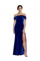 Bleu roi Sirène Épaule Dénudée Velours Stretch Longue Formelles Robes demoiselle d'honneur / Robes de soirée / Robes de bal à Bas Prix