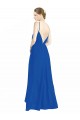 Bleu roi Trapèze Bretelles spaghetti Col V Mousseline Longue Robes demoiselle d'honneur à Bas Prix