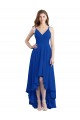 Bleu roi Trapèze Bretelles spaghetti Mousseline Longue Asymétrique Robes demoiselle d'honneur à Bas Prix