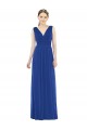 Bleu roi Trapèze Col V Mousseline Longue Robes demoiselle d'honneur à Bas Prix