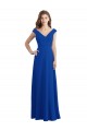 Bleu roi Trapèze Col V Mousseline Longue Robes demoiselle d'honneur à Bas Prix