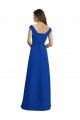 Bleu roi Trapèze Col V Mousseline Longue Robes demoiselle d'honneur à Bas Prix