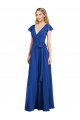 Bleu roi Trapèze Col V Mousseline Longue Robes demoiselle d'honneur à Bas Prix