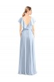Bleu roi Trapèze Col V Mousseline Longue Robes demoiselle d'honneur à Bas Prix