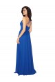 Bleu roi Trapèze Col V Mousseline Longue Robes demoiselle d'honneur à Bas Prix