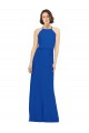 Bleu roi Trapèze Col bijou Mousseline Longue Robes demoiselle d'honneur à Bas Prix
