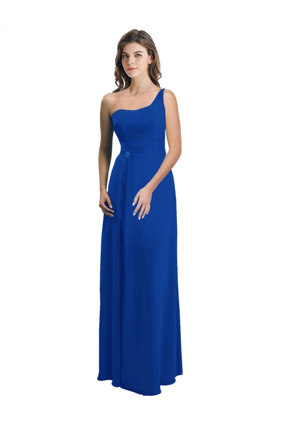 Bleu roi Trapèze Mousseline Longue Robes demoiselle d'honneur à Bas Prix