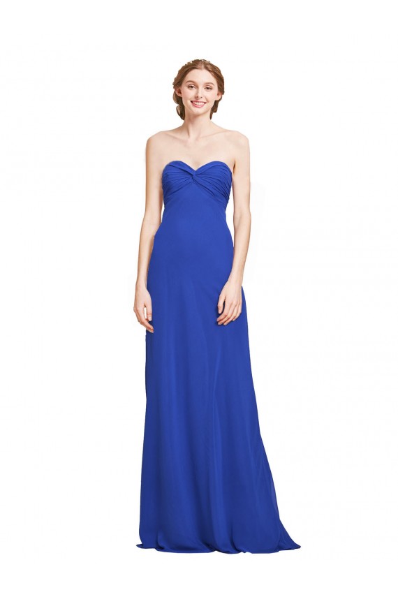 Bleu roi Trapèze Mousseline Longue Robes demoiselle d'honneur à Bas Prix
