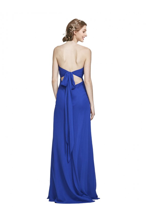Bleu roi Trapèze Mousseline Longue Robes demoiselle d'honneur à Bas Prix