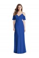 Bleu roi Trompette Bretelles spaghetti Col V Mousseline Longue Robes demoiselle d'honneur à Bas Prix