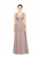 Blush Trapèze Col V Tulle Longue Robes demoiselle d'honneur à Bas Prix