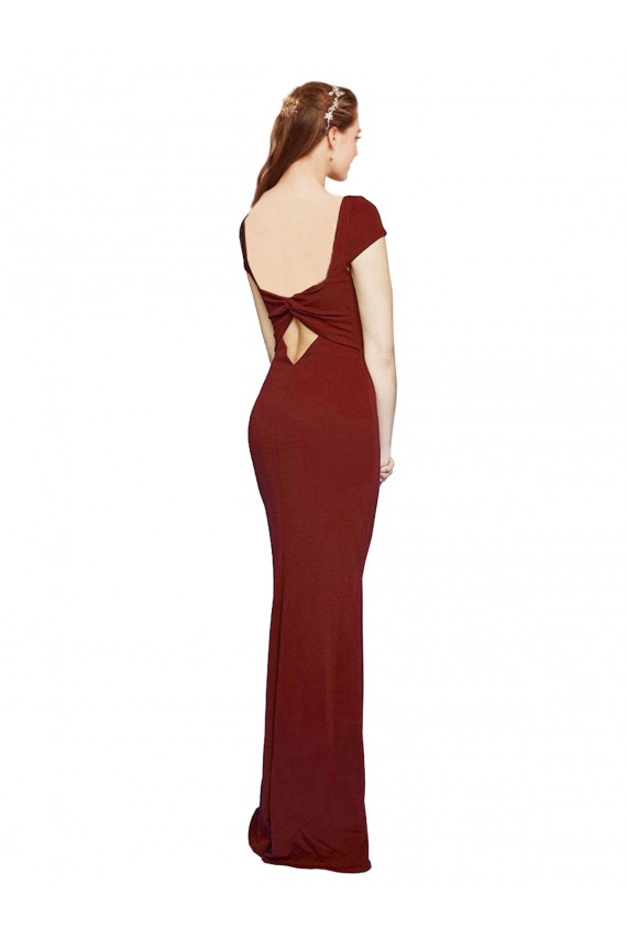 Bordeaux 10 Sirène Col rond Crêpe Stretch Longue Formelles Robes demoiselle d'honneur / Robes de soirée / Robes de bal à Bas Prix