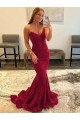 Bordeaux Fourreau Balayage train Paillettes Velours Longue Robes de bal à Bas Prix
