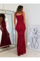 Bordeaux Fourreau Col Carré Paillettes Velours Longue Robes de bal à Bas Prix