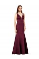 Bordeaux Fourreau Col V Satiné Longue Formelles Robes demoiselle d'honneur / Robes de soirée / Robes de bal à Bas Prix