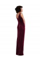 Bordeaux Fourreau Col V Velours Stretch Longue Robes demoiselle d'honneur / Robes de bal à Bas Prix