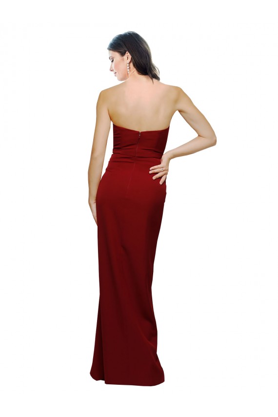Bordeaux Fourreau Crêpe Stretch Longue Formelles Robes demoiselle d'honneur / Robes de soirée / Robes de bal à Bas Prix