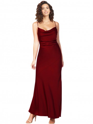 Bordeaux Fourreau Satiné Soyeux Longue Formelles Robes demoiselle d'honneur / Robes de soirée / Robes de bal à Bas Prix