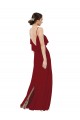 Bordeaux Fourreau Scoop Mousseline Longue Robes demoiselle d'honneur à Bas Prix