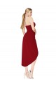 Bordeaux Sirène Col Haut Crêpe Stretch Courte Asymétrique Robes demoiselle d'honneur / Robes de soirée / Robes de cocktail à Bas Prix