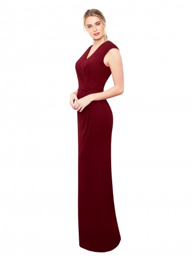 Bordeaux Sirène Col V Mousseline Longue Robes demoiselle d'honneur / Robes de bal à Bas Prix