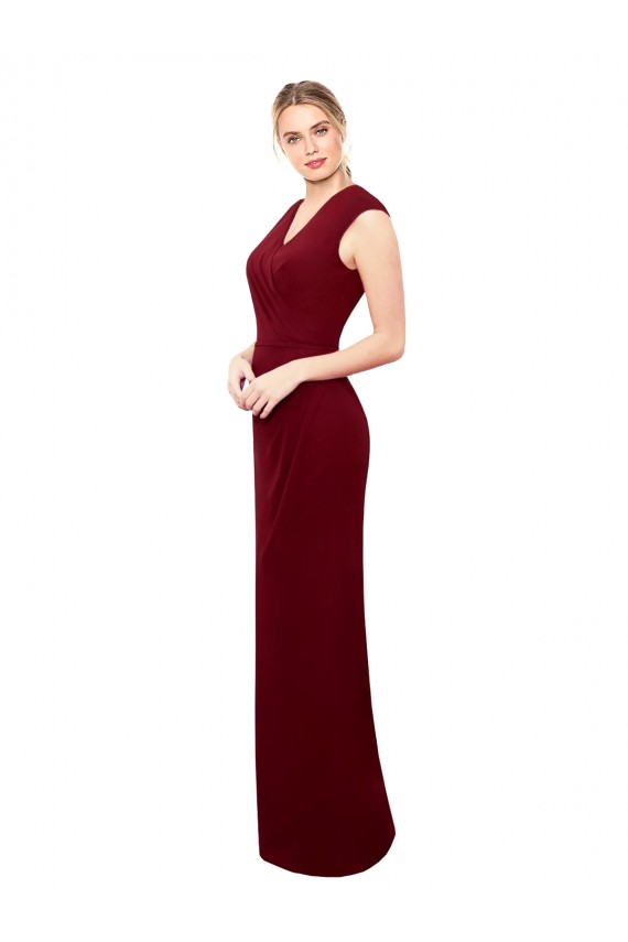 Bordeaux Sirène Col V Mousseline Longue Robes demoiselle d'honneur / Robes de bal à Bas Prix
