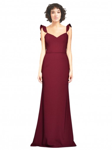 Bordeaux Sirène Sans bretelle Crêpe Stretch Longue Robes demoiselle d'honneur / Robes de bal à Bas Prix