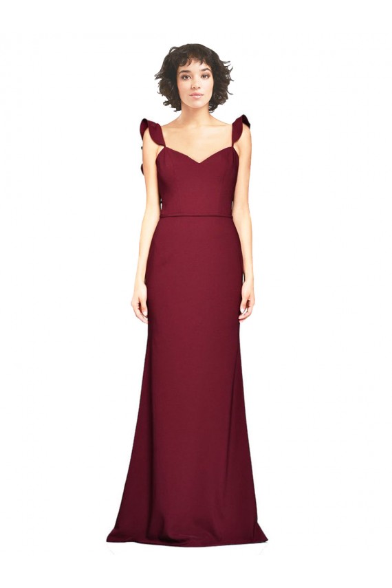 Bordeaux Sirène Sans bretelle Crêpe Stretch Longue Robes demoiselle d'honneur / Robes de bal à Bas Prix